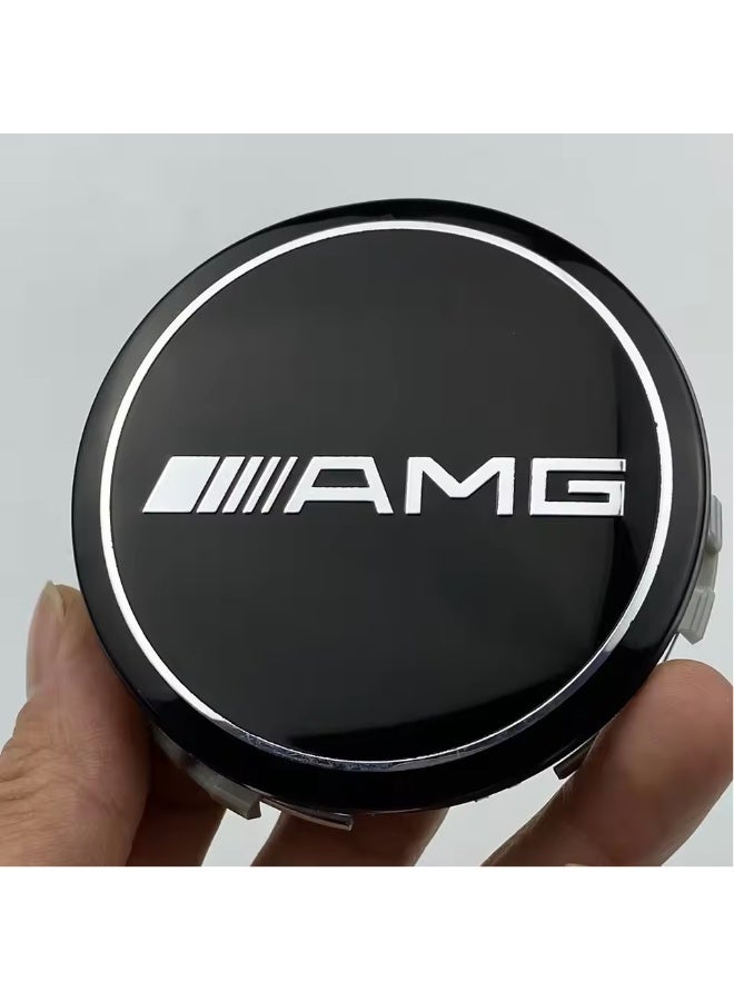 75mm Wheel Center Hub Caps Set of 4 Black AMG Style Alloy Rim Covers Easy Snap Fit Replacement Durable Wheel Center Caps Compatible with Mercedes Benz Vehicles - Image 3